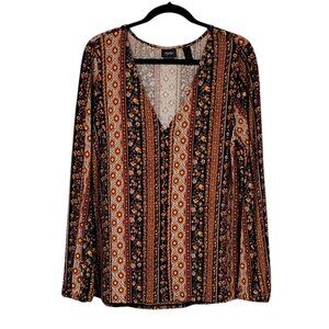Daytrip Bohemian Longline Peasant Tunic with Deep V Neck Balloon Sleeves NEW